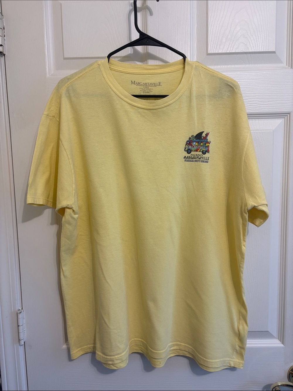 Vintage Margaritaville Yellow Short-Sleeve Crewneck Tee with Surf Van Graphic